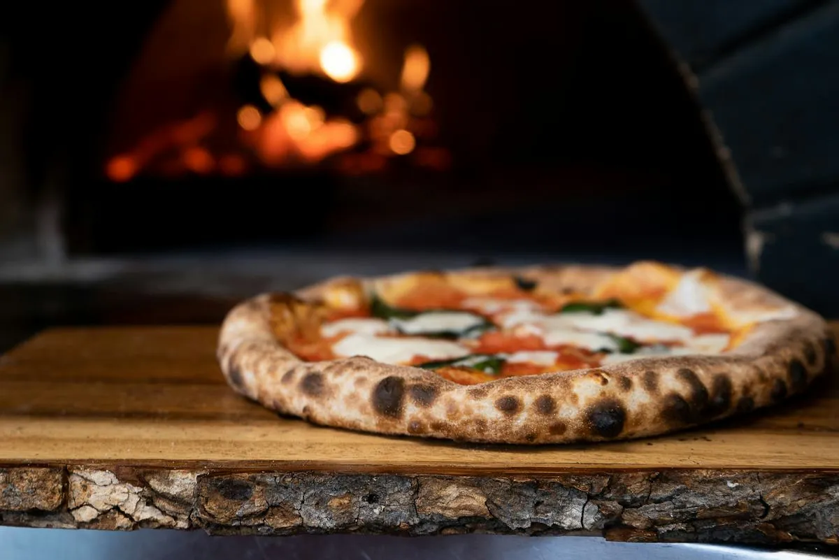 Pizza baking in a warm oven